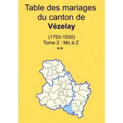 Canton de Vézelay tome 2 - Mo à Z- 1793-1930
