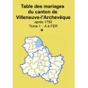 Canton de Villeneuve-l'Archevêque (89-36) - Etat-civil - Tome 1 - A à FER