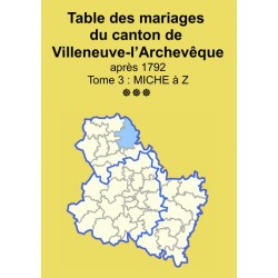 Canton de Villeneuve-l'Archevêque (89-36) - Etat-civil - Tome 3 - MICHE à Z